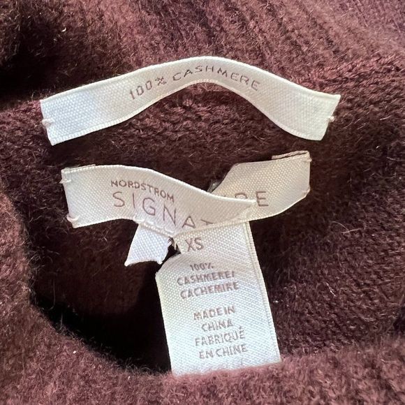 NWOT NORDSTROM Signature Funnel Neck Cashmere Sweater in Brown Chocolate (XS) - Picture 7 of 9